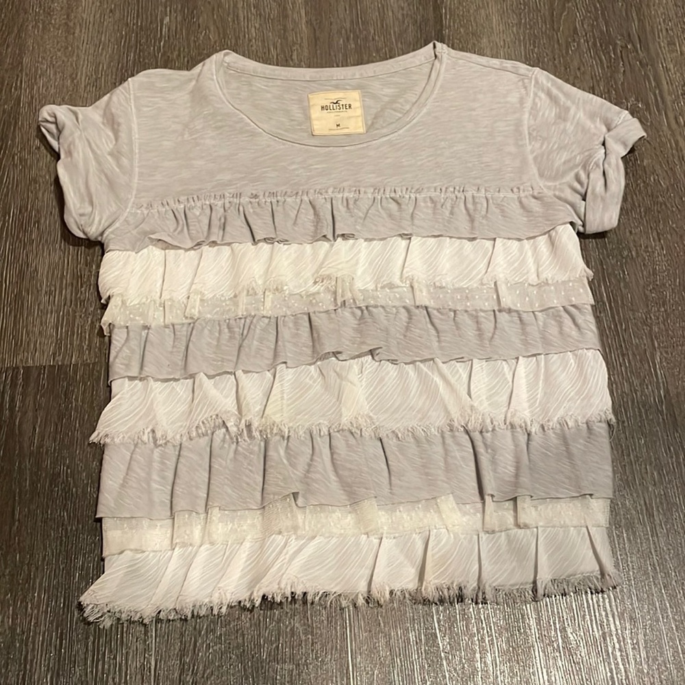 Ruffled grey t shirt